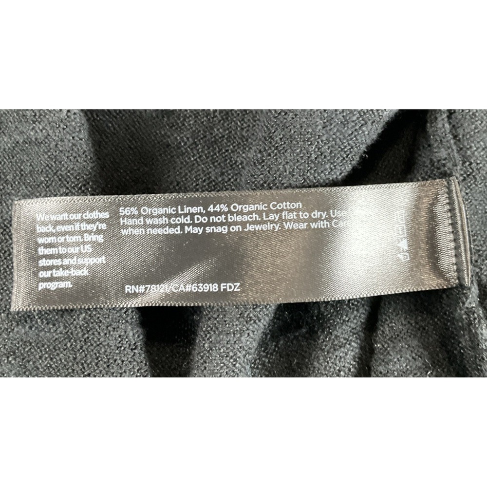 Eileen Fisher Size LP Organic Linen Cotton Black Open Front Cardigan Pockets - Picture 4 of 10